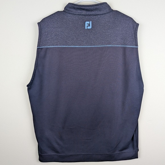 FJ FootJoy Golf Vest Mens Large Gray Blue Zip Pocket Sleeveless Athleisure - Picture 4 of 8
